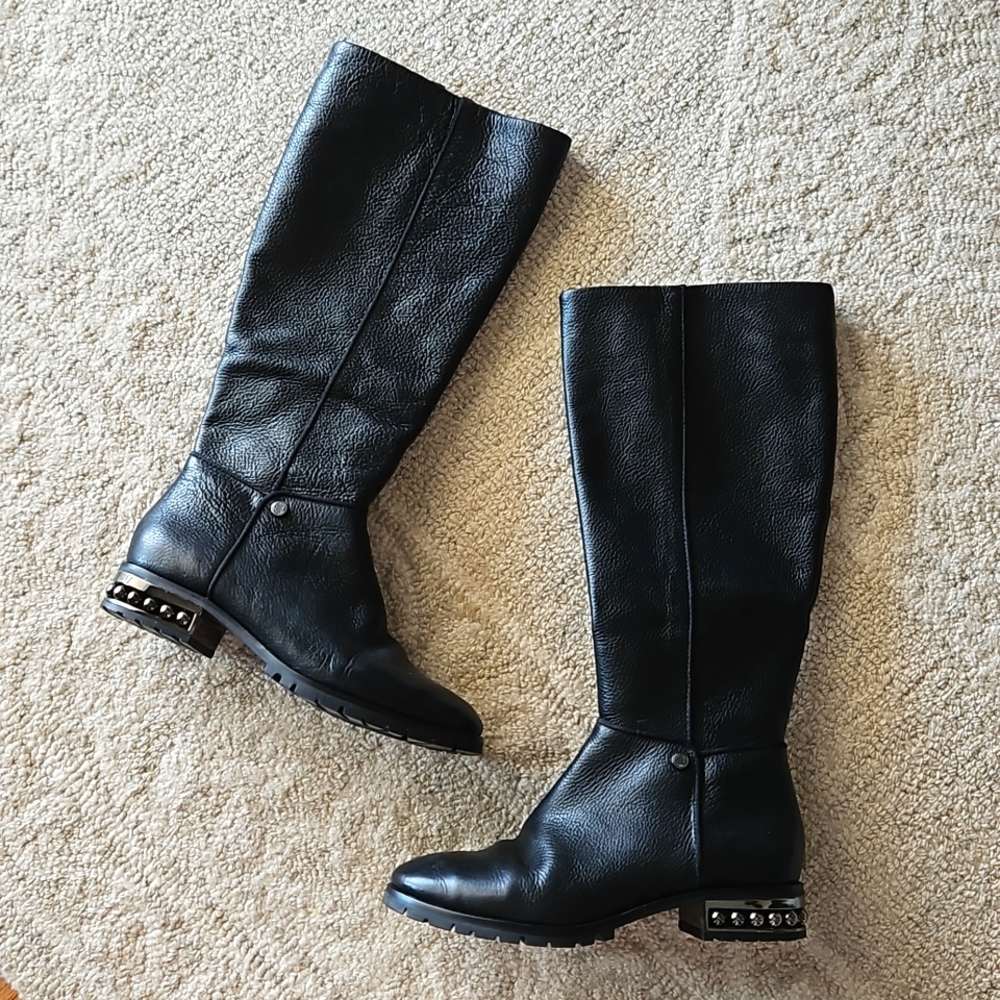 Karl Lagerfeld Black Leather Boots Size 6